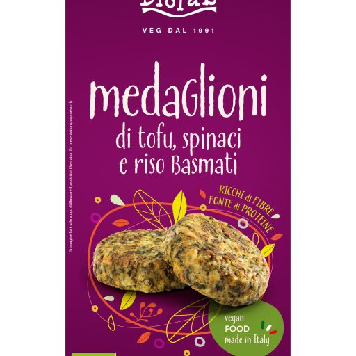 Medaglioni di tofu, spinaci e riso basmati