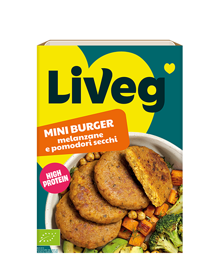 Aubergine and dried tomato mini burger